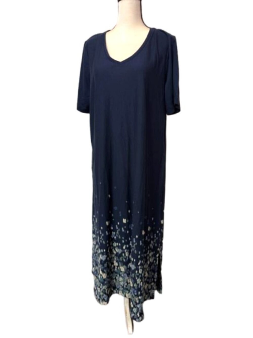 NWT Pure Jill EvryBluff Navy V-Neck Floral Short Sleeve Maxi Dress Sz. XLP #2507 - Picture 3 of 10